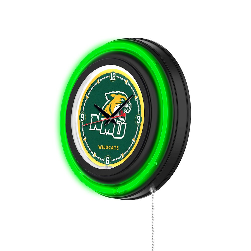 Northern Michigan University 15" Double Neon Wall Clock. Picture 2