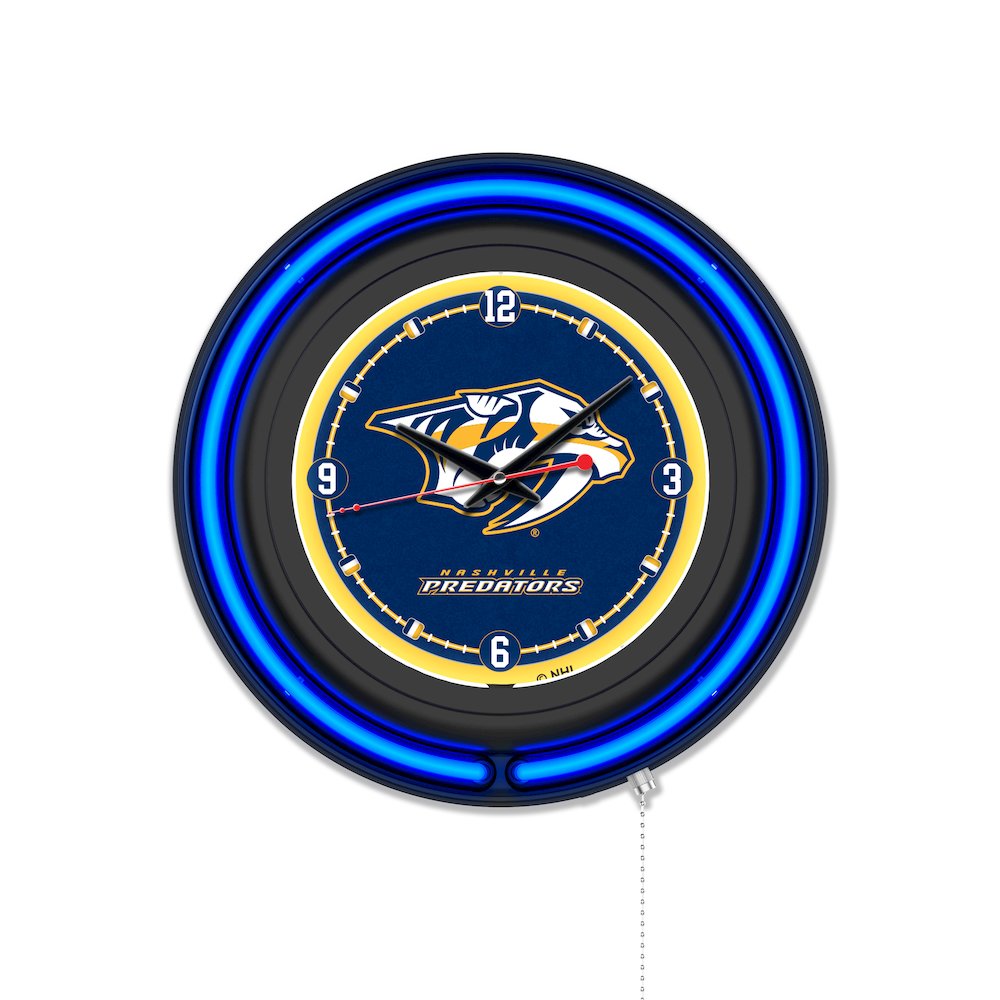Nashville Predators 15" Double Neon Wall Clock. Picture 1