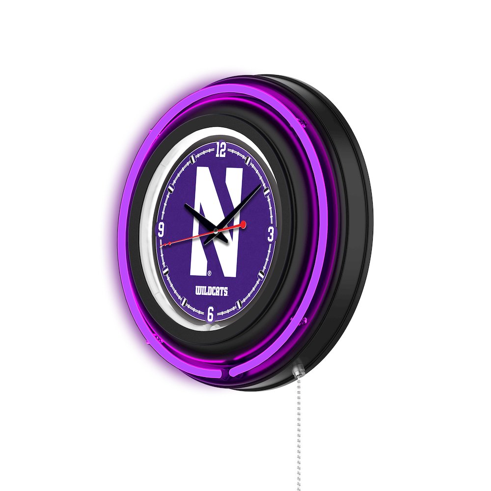 Northwestern University 15" Double Neon Wall Clock. Picture 2