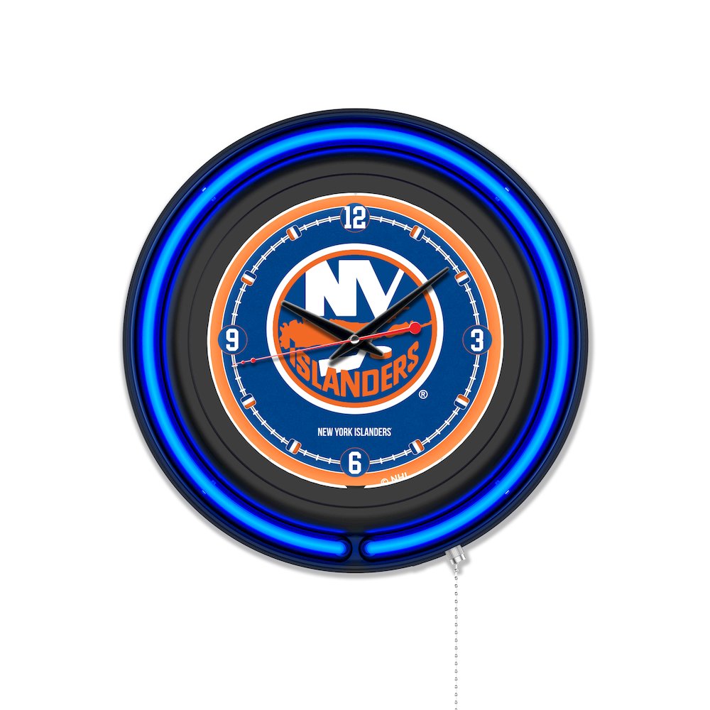 New York Islanders 15" Double Neon Wall Clock. Picture 1