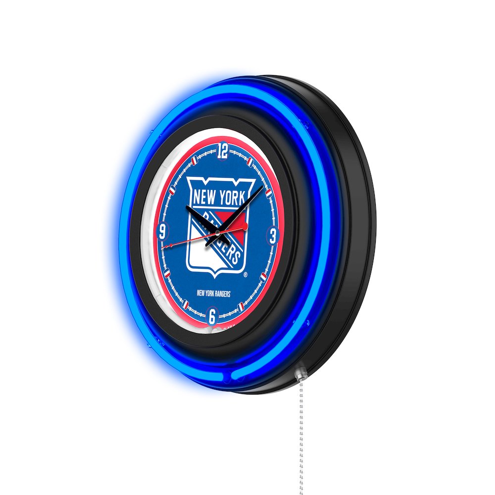 New York Rangers 15" Double Neon Wall Clock. Picture 2