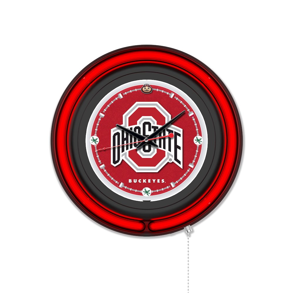 Ohio State University 15" Double Neon Wall Clock. Picture 1