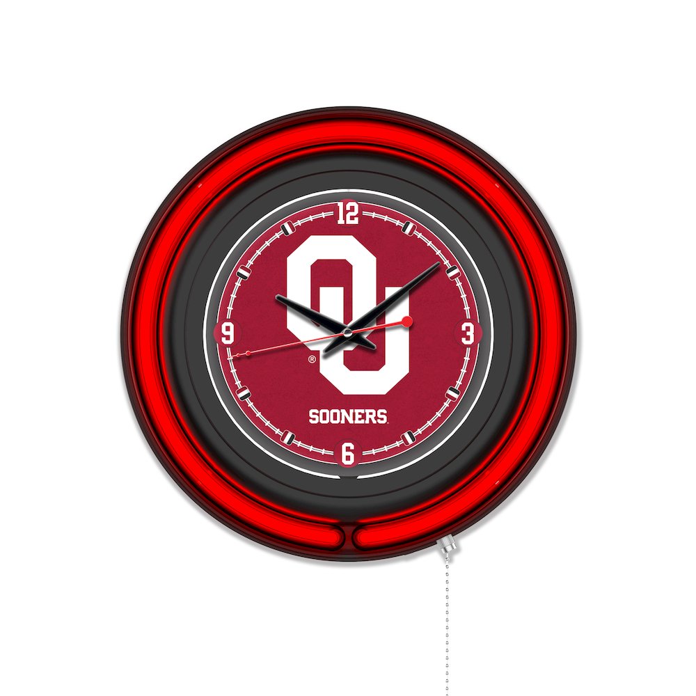 Oklahoma University 15" Double Neon Wall Clock. Picture 1