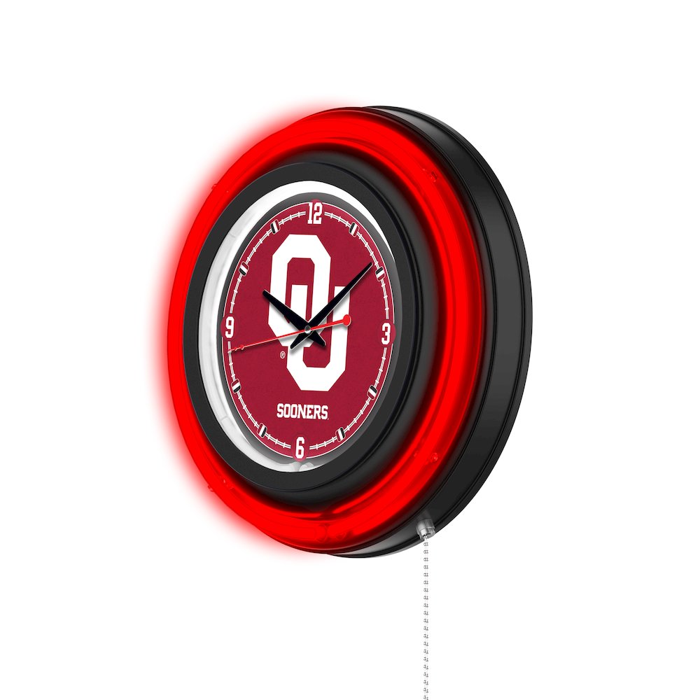 Oklahoma University 15" Double Neon Wall Clock. Picture 2