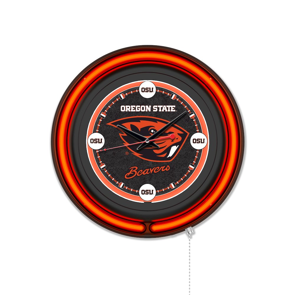 Oregon State University 15" Double Neon Wall Clock. Picture 1