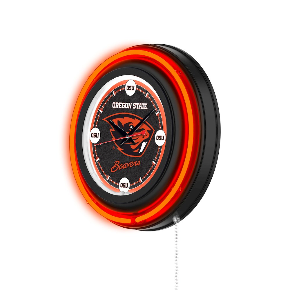 Oregon State University 15" Double Neon Wall Clock. Picture 2
