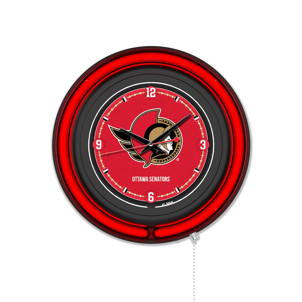 Ottawa Senators 15" Double Neon Wall Clock. Picture 1