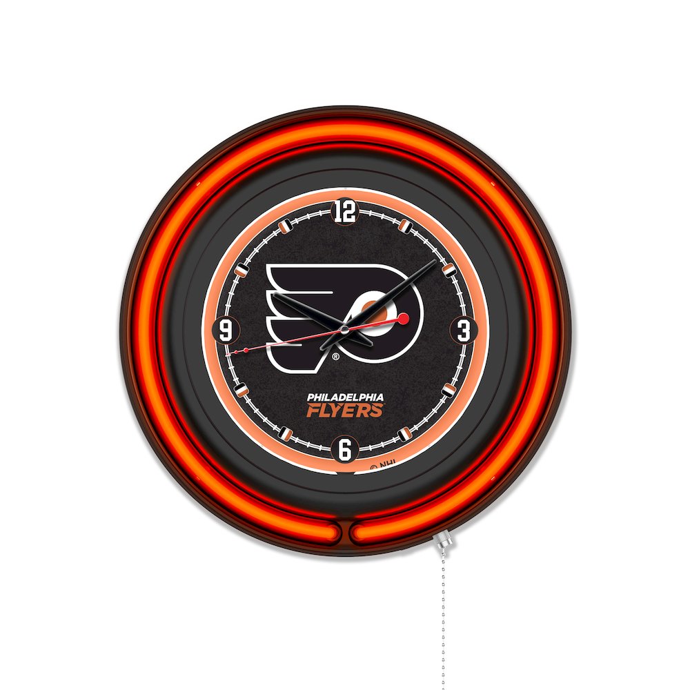 Philadelphia Flyers 15" Double Neon Wall Clock. Picture 1