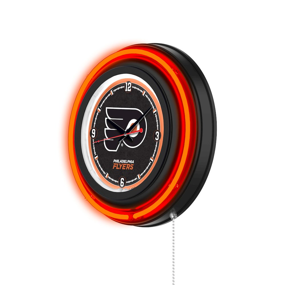 Philadelphia Flyers 15" Double Neon Wall Clock. Picture 2