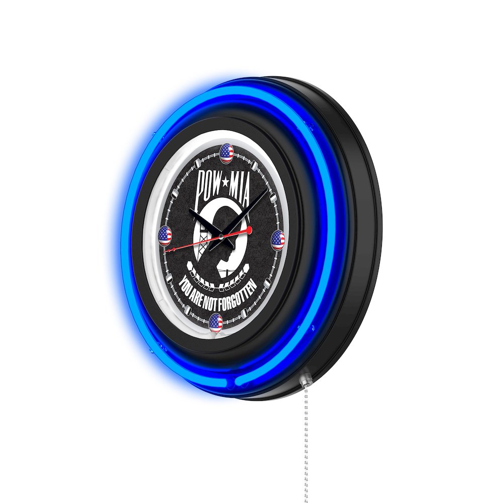 POW/MIA 15" Double Neon Wall Clock. Picture 2