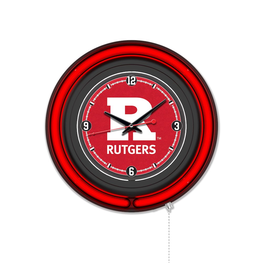 Rutgers 15" Double Neon Wall Clock. Picture 1