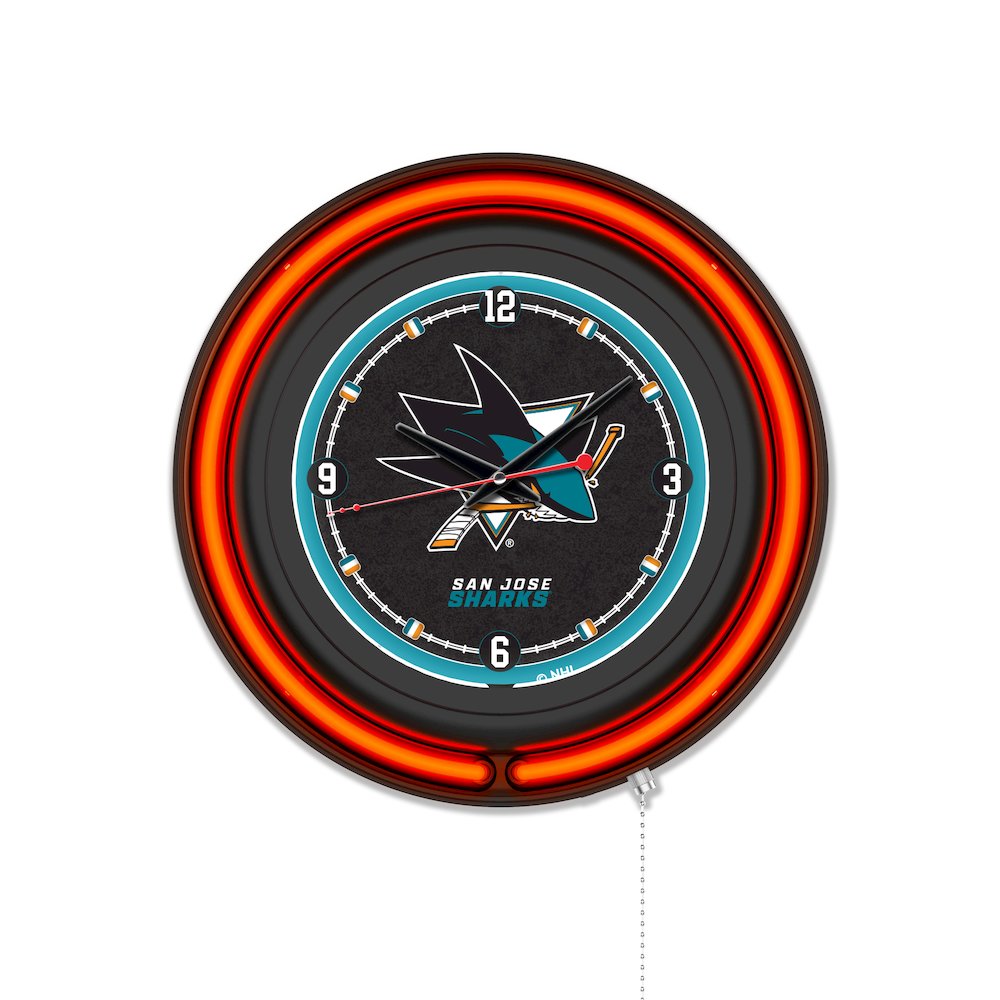 San Jose Sharks 15" Double Neon Wall Clock. Picture 1