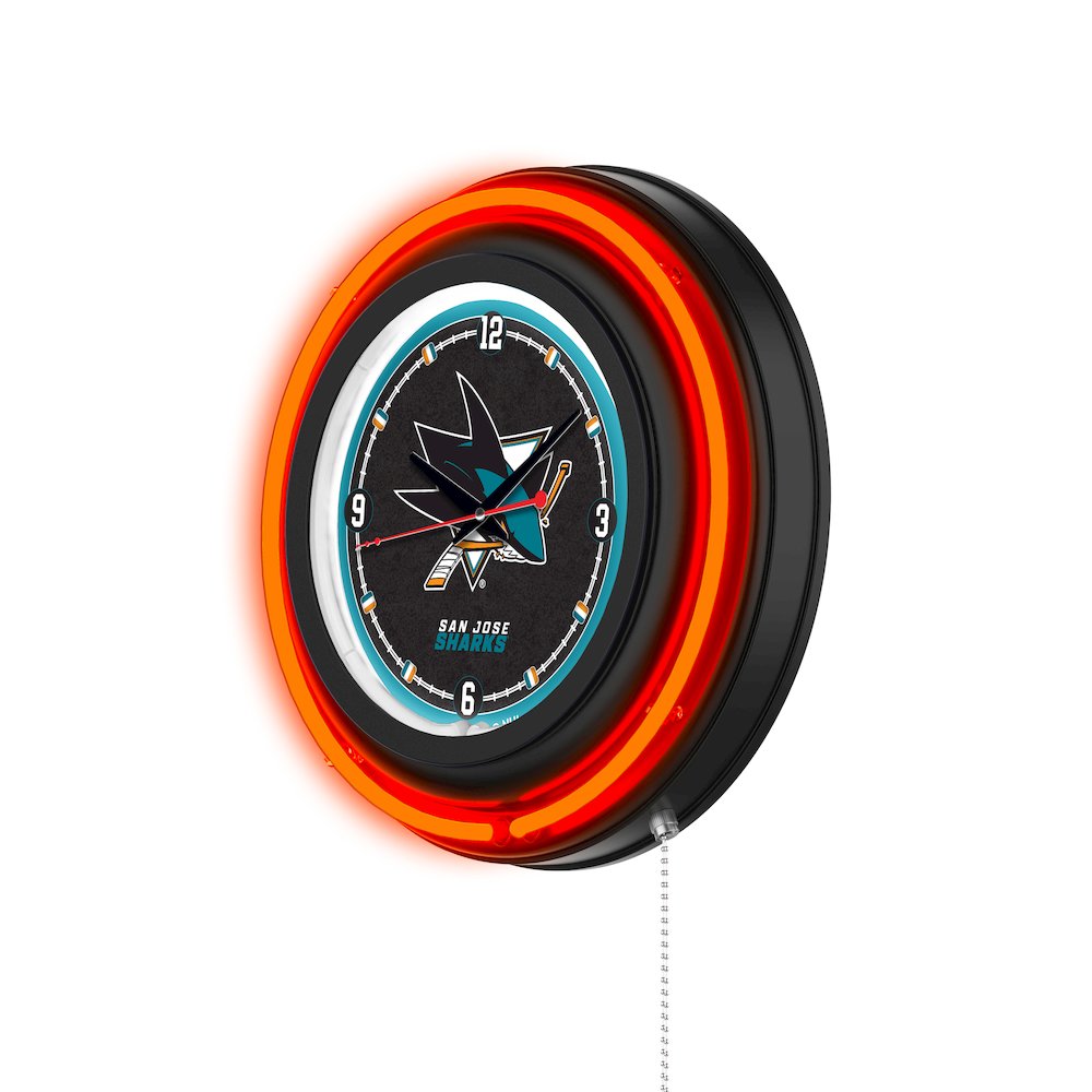 San Jose Sharks 15" Double Neon Wall Clock. Picture 2