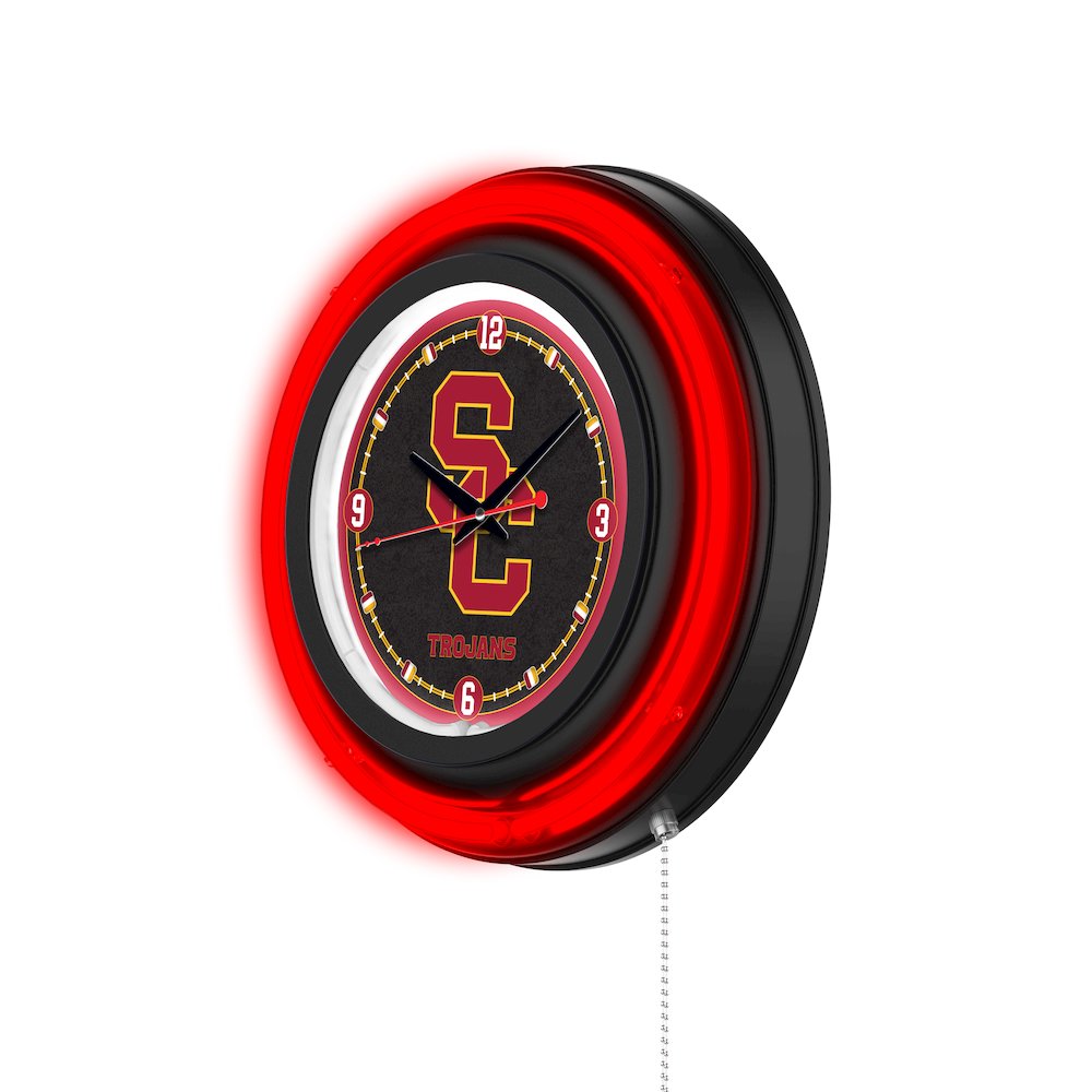 University of Southern California 15" Double Neon Wall Clock. Picture 2