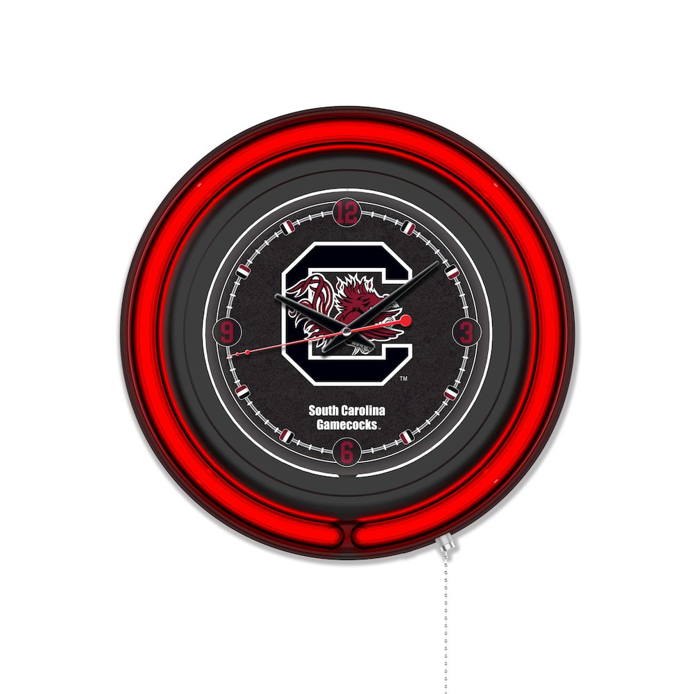 University of South Carolina 15" Double Neon Wall Clock. Picture 1