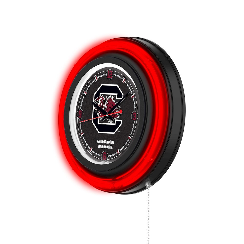 University of South Carolina 15" Double Neon Wall Clock. Picture 2