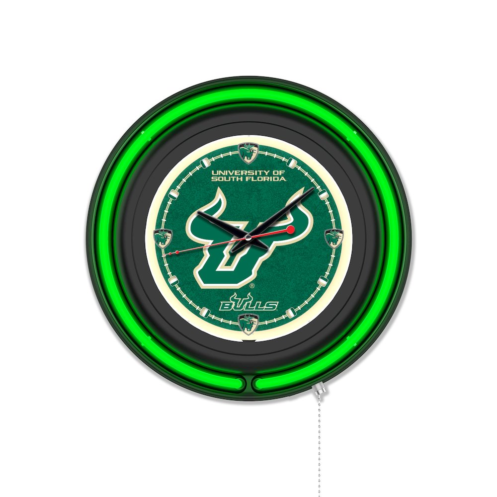 University of South Florida 15" Double Neon Wall Clock. Picture 1