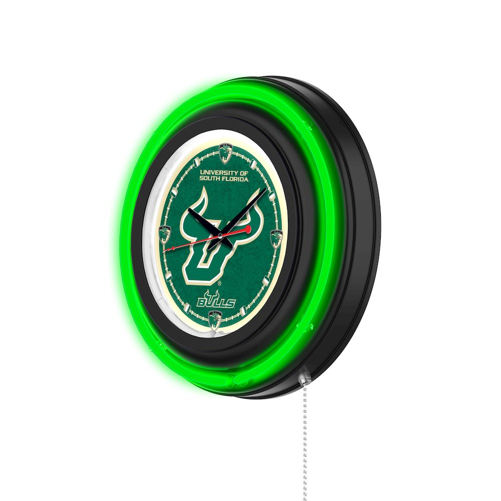 University of South Florida 15" Double Neon Wall Clock. Picture 2