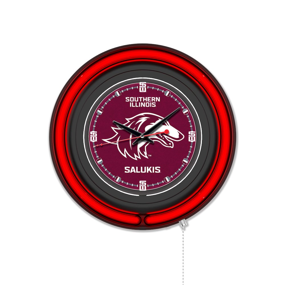 Southern Illinois University 15" Double Neon Wall Clock. Picture 1