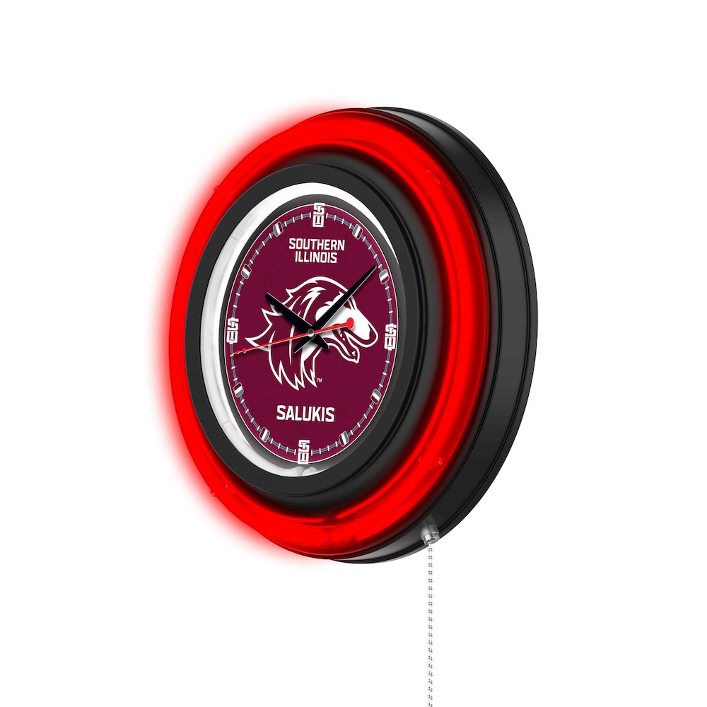 Southern Illinois University 15" Double Neon Wall Clock. Picture 2