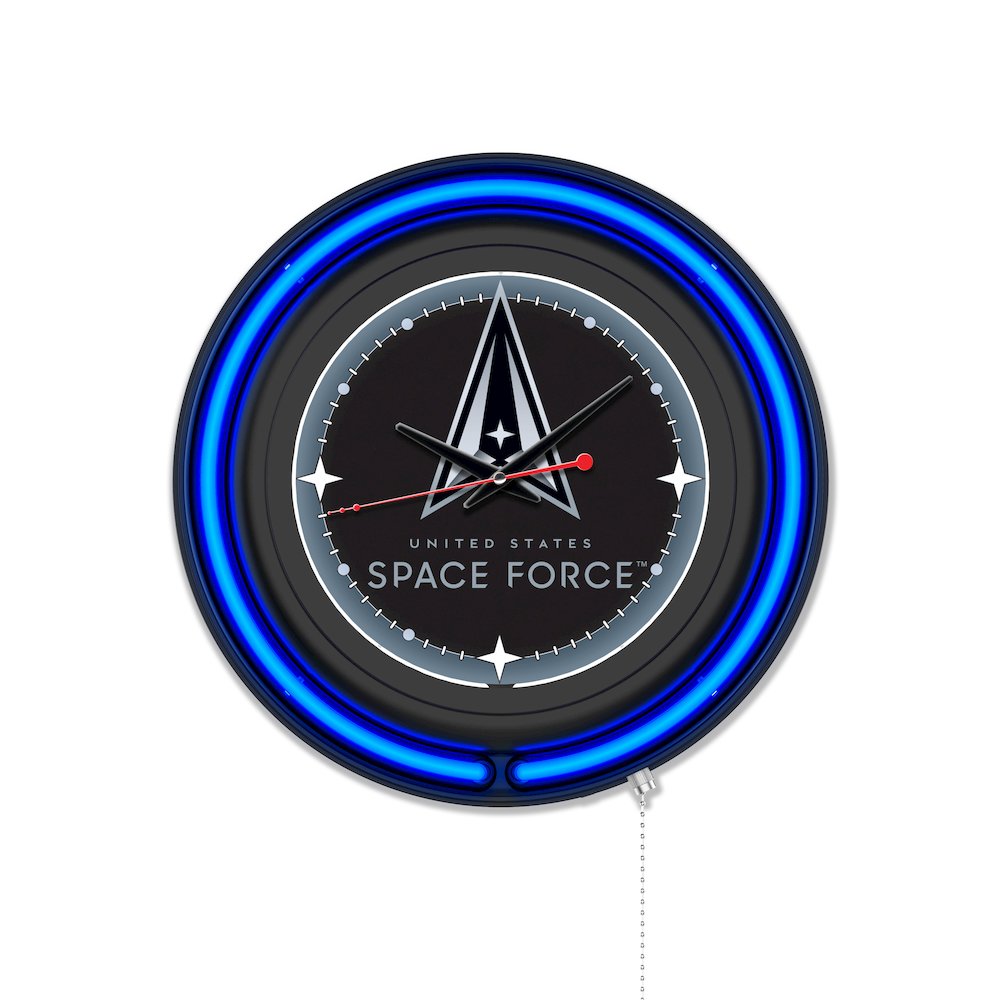 United States Space Force 15" Double Neon Wall Clock. Picture 1