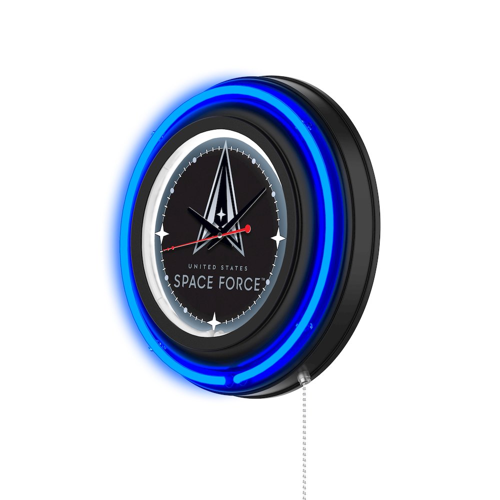 United States Space Force 15" Double Neon Wall Clock. Picture 2