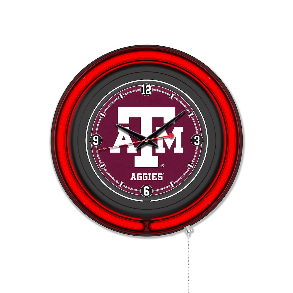Texas A&M 15" Double Neon Wall Clock. Picture 1