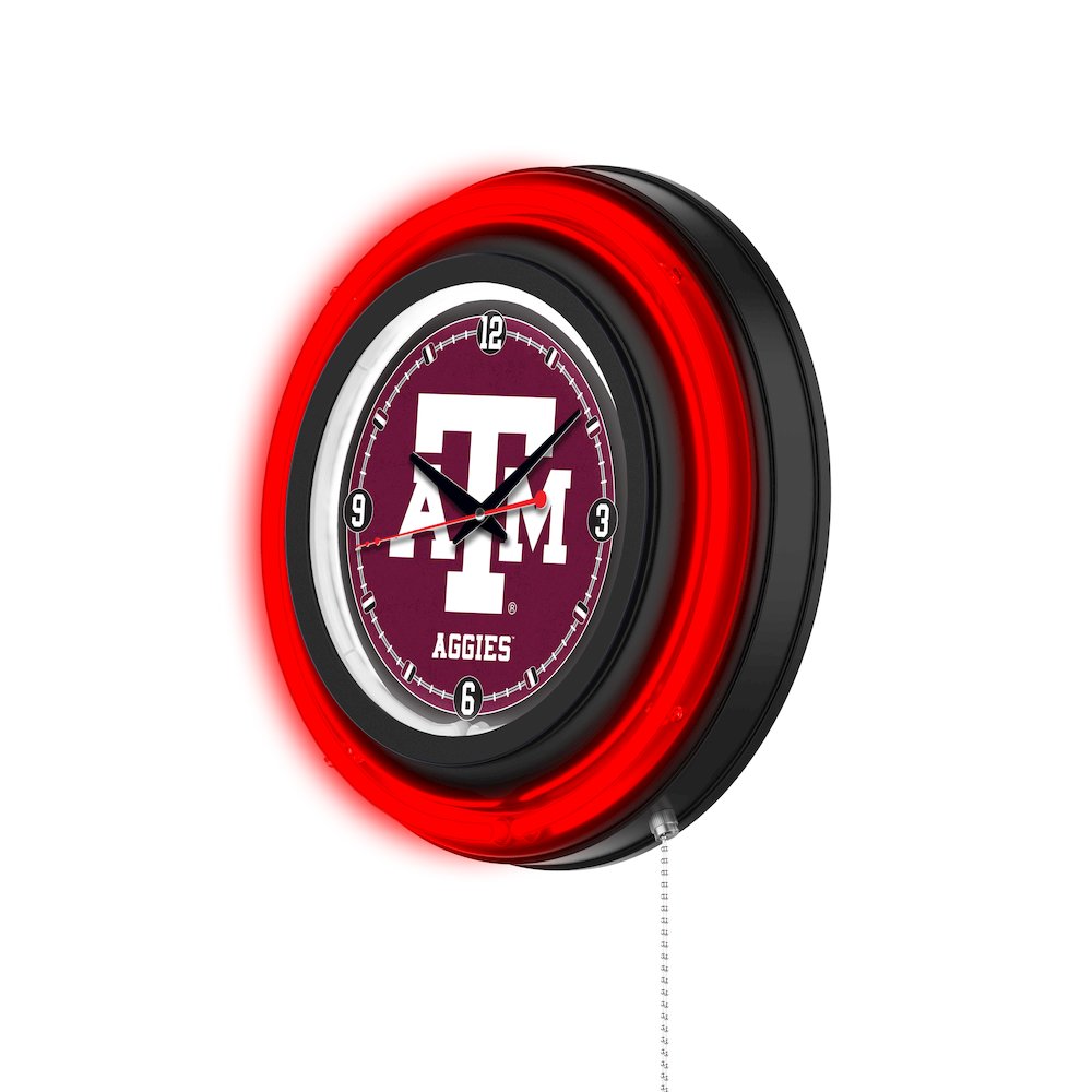 Texas A&M 15" Double Neon Wall Clock. Picture 2