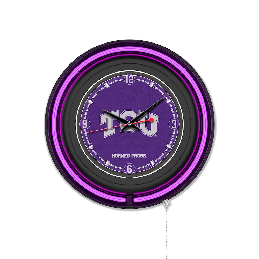 Texas Christian University 15" Double Neon Wall Clock. Picture 1