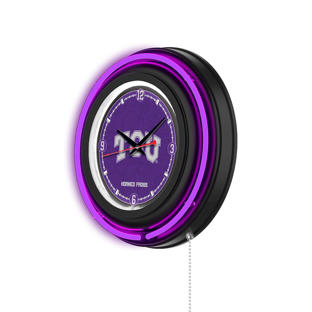 Texas Christian University 15" Double Neon Wall Clock. Picture 2