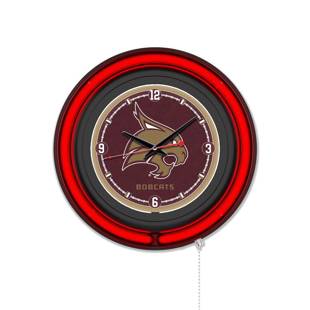 Texas State University 15" Double Neon Wall Clock. Picture 1