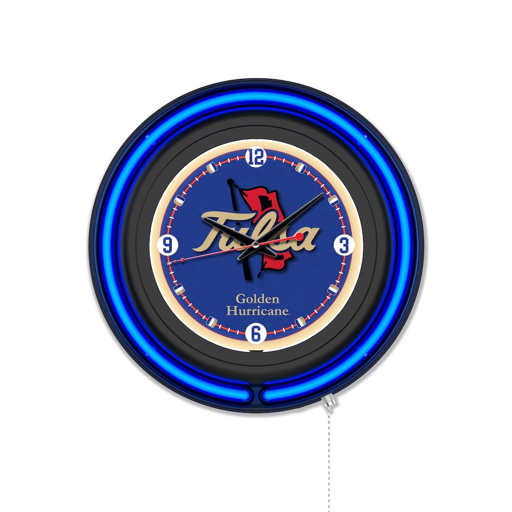 University of Tulsa 15" Double Neon Wall Clock. Picture 1