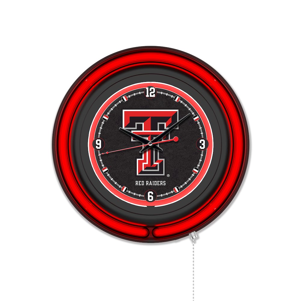 Texas Tech University 15" Double Neon Wall Clock. Picture 1
