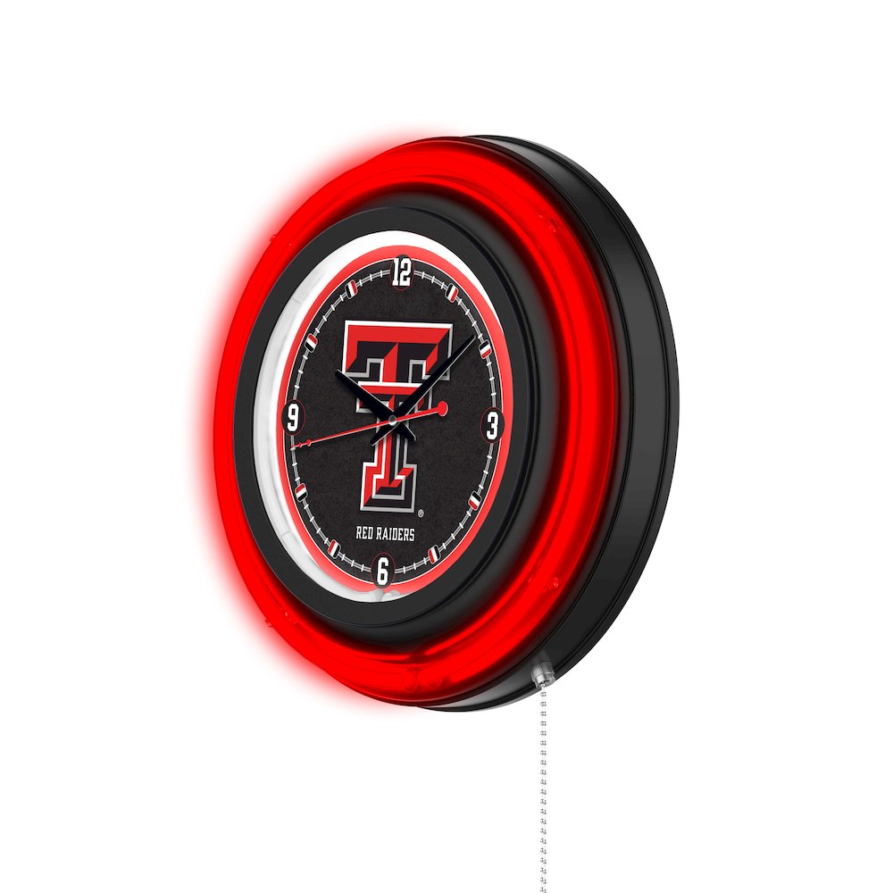 Texas Tech University 15" Double Neon Wall Clock. Picture 2