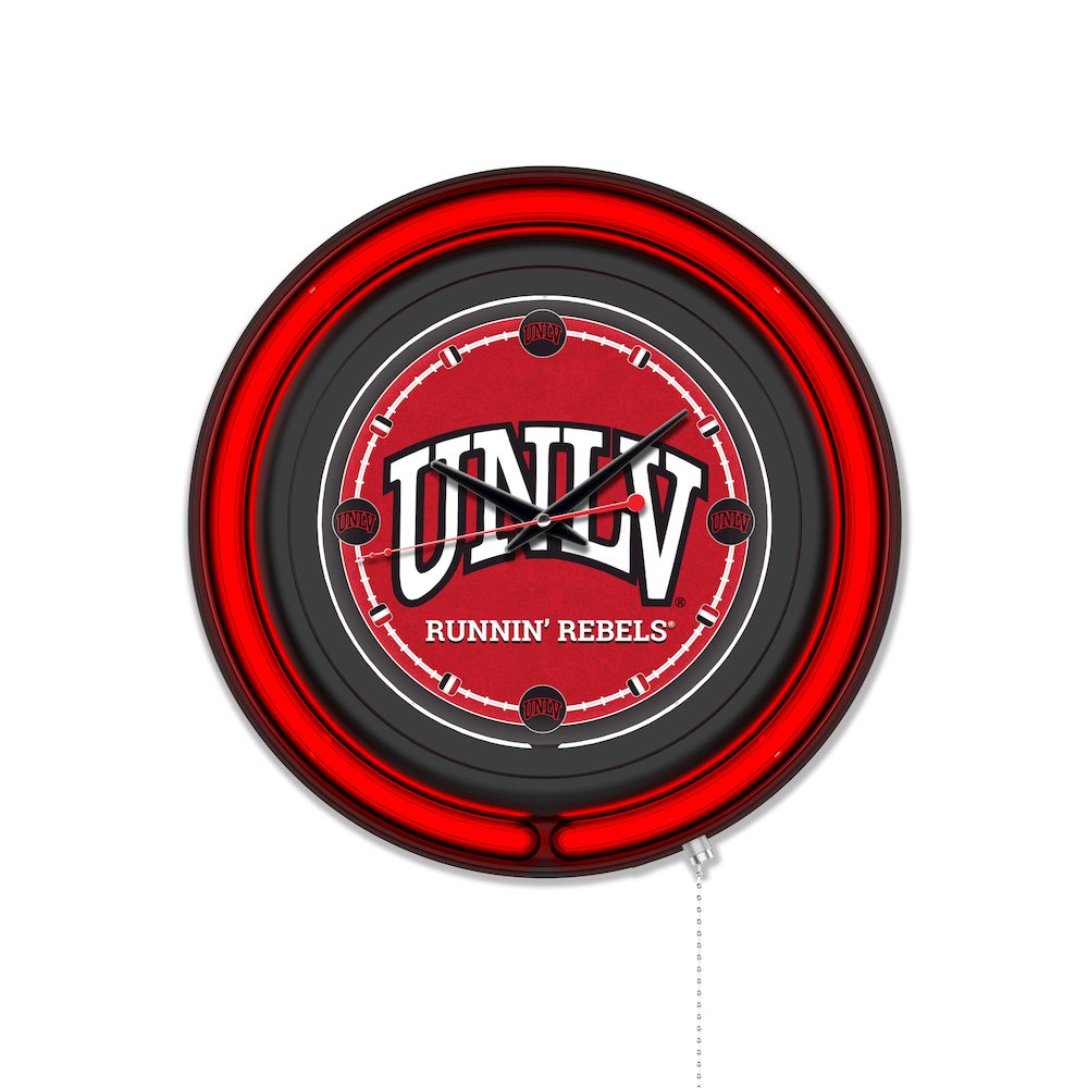 University of Nevada Las Vegas 15" Double Neon Wall Clock. Picture 1