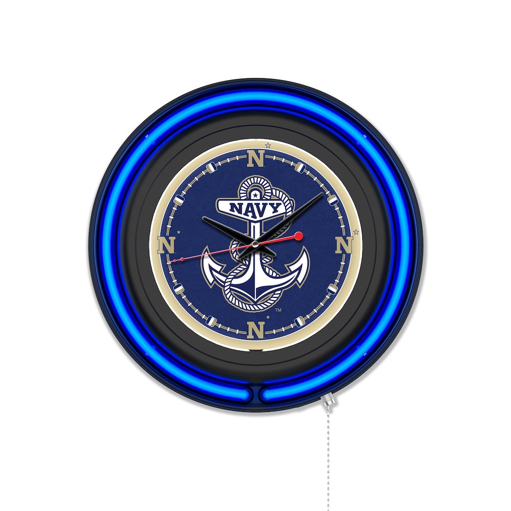 US Naval Academy 15" Double Neon Wall Clock. Picture 1