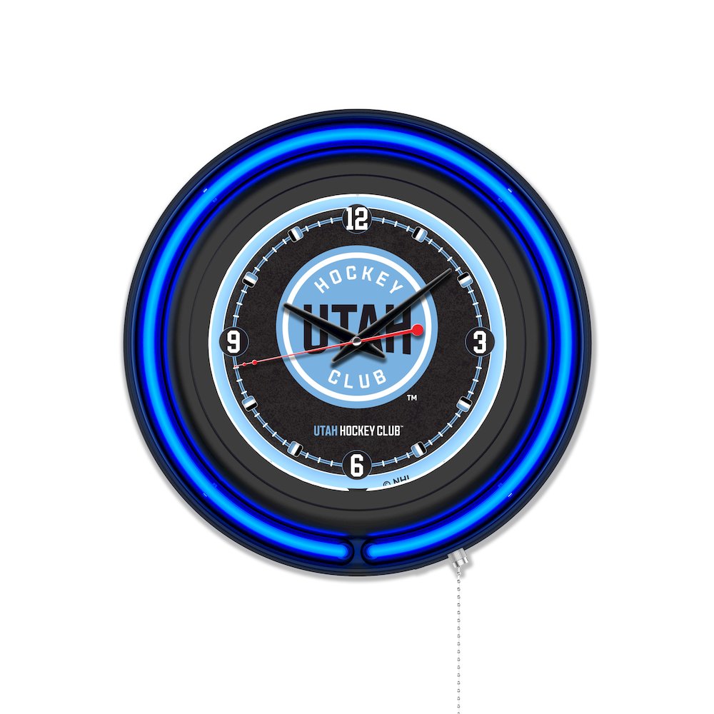 Utah Hockey Club 15" Double Neon Wall Clock. Picture 1