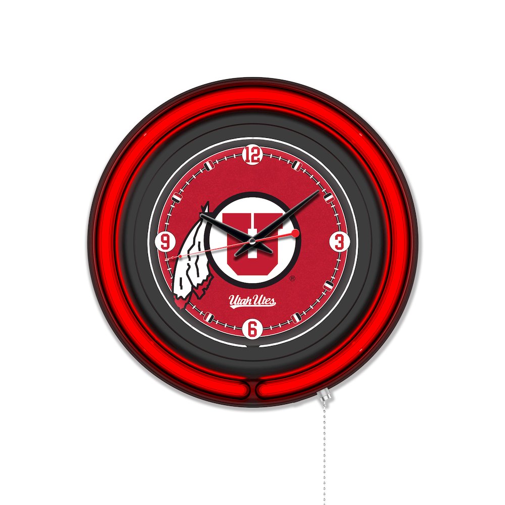 University of Utah 15" Double Neon Wall Clock. Picture 1