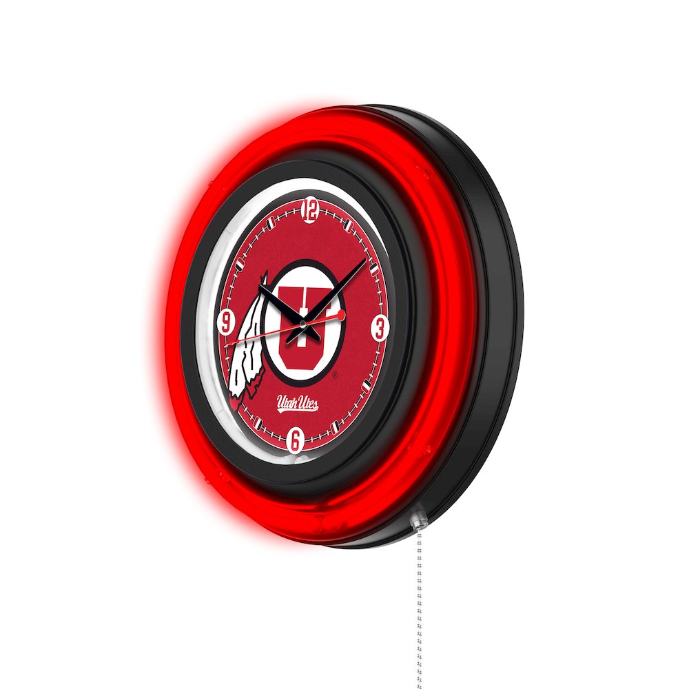 University of Utah 15" Double Neon Wall Clock. Picture 2