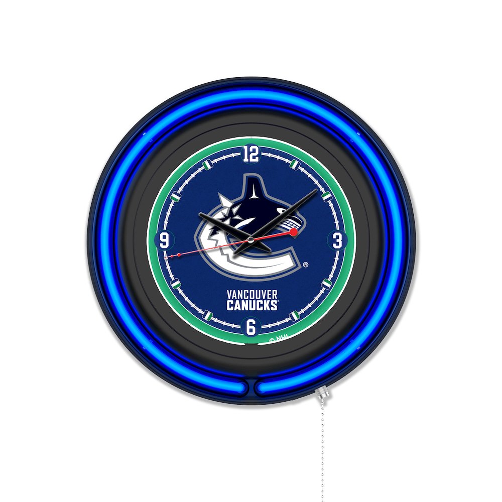 Vancouver Canucks 15" Double Neon Wall Clock. Picture 1