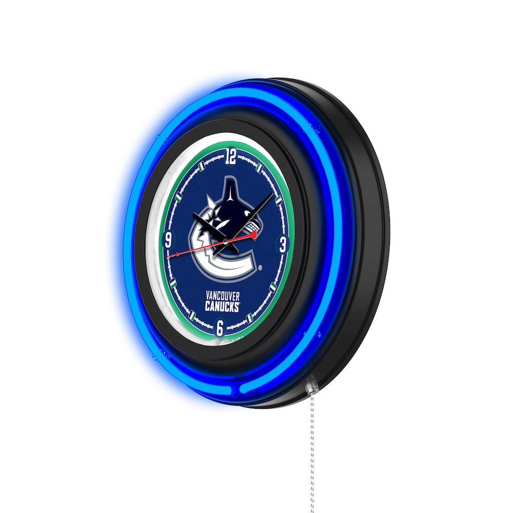 Vancouver Canucks 15" Double Neon Wall Clock. Picture 2