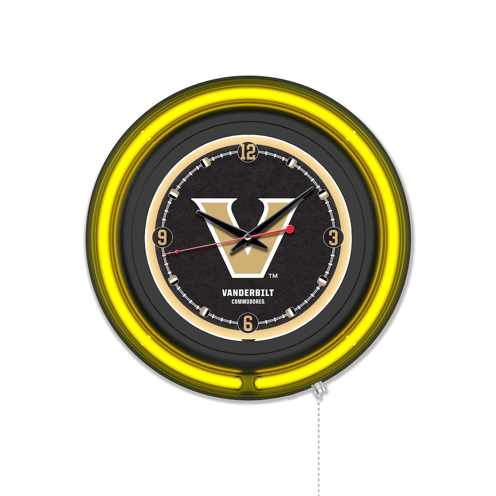 Vanderbilt University 15" Double Neon Wall Clock. Picture 1
