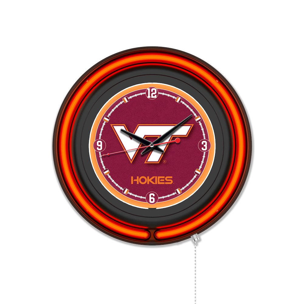 Virginia Tech University 15" Double Neon Wall Clock. Picture 1