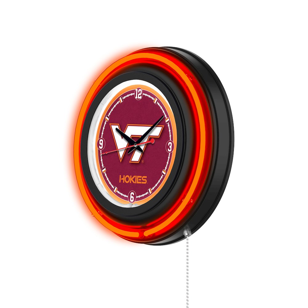 Virginia Tech University 15" Double Neon Wall Clock. Picture 2