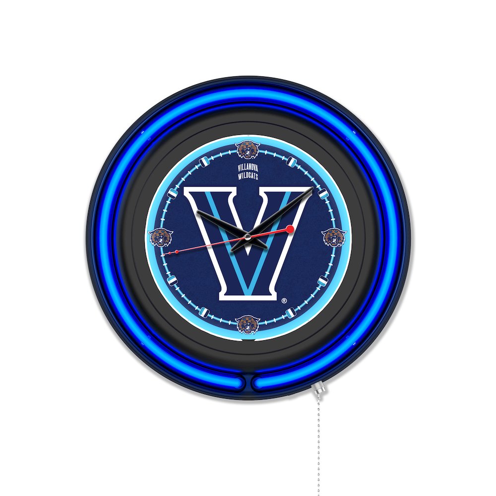 Villanova University 15" Double Neon Wall Clock. Picture 1
