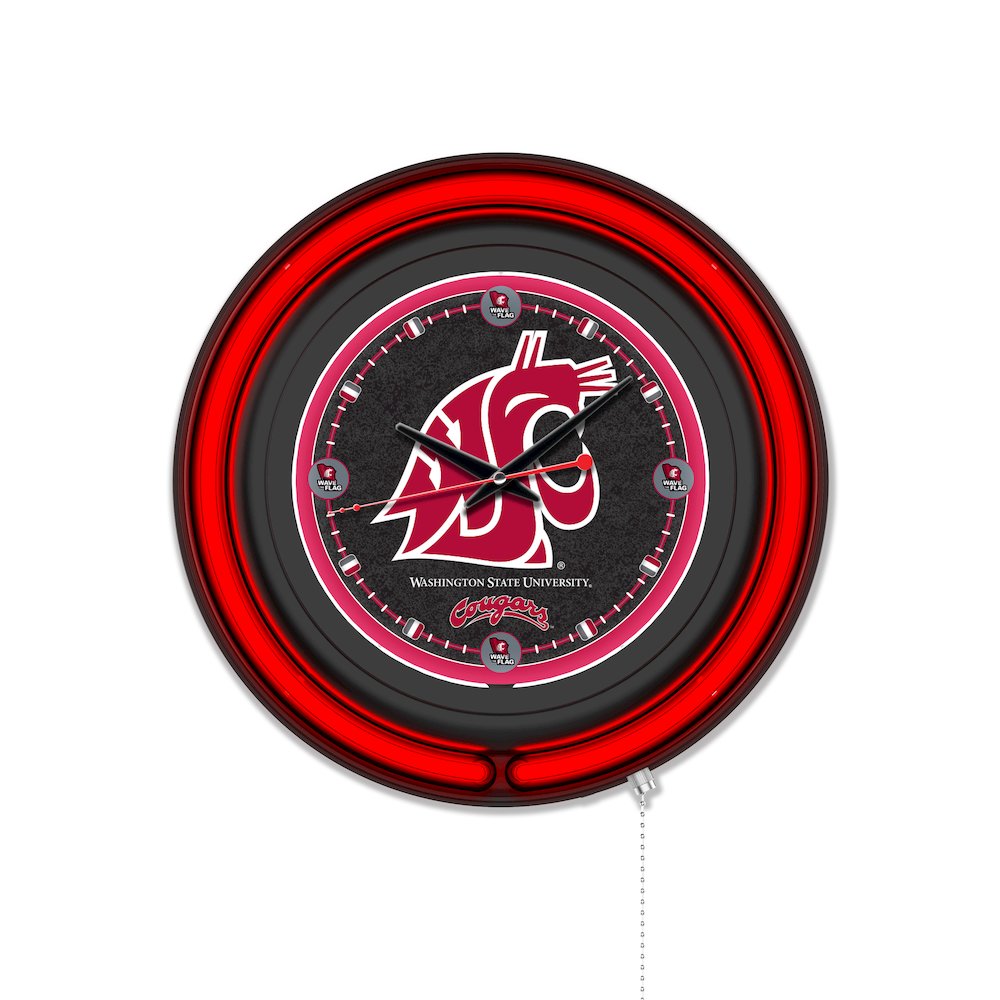 Washington State University 15" Double Neon Wall Clock. Picture 1