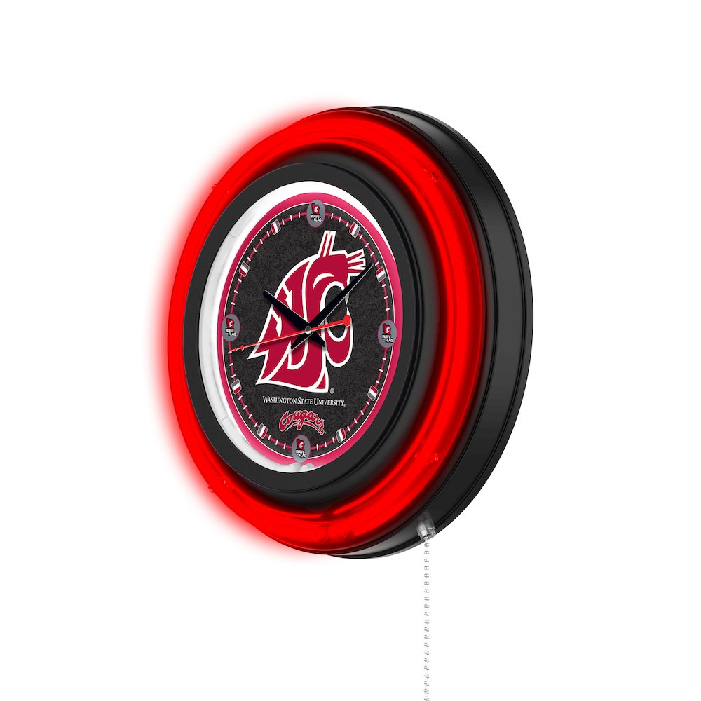 Washington State University 15" Double Neon Wall Clock. Picture 2