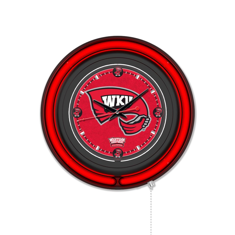 Western Kentucky University 15" Double Neon Wall Clock. Picture 1