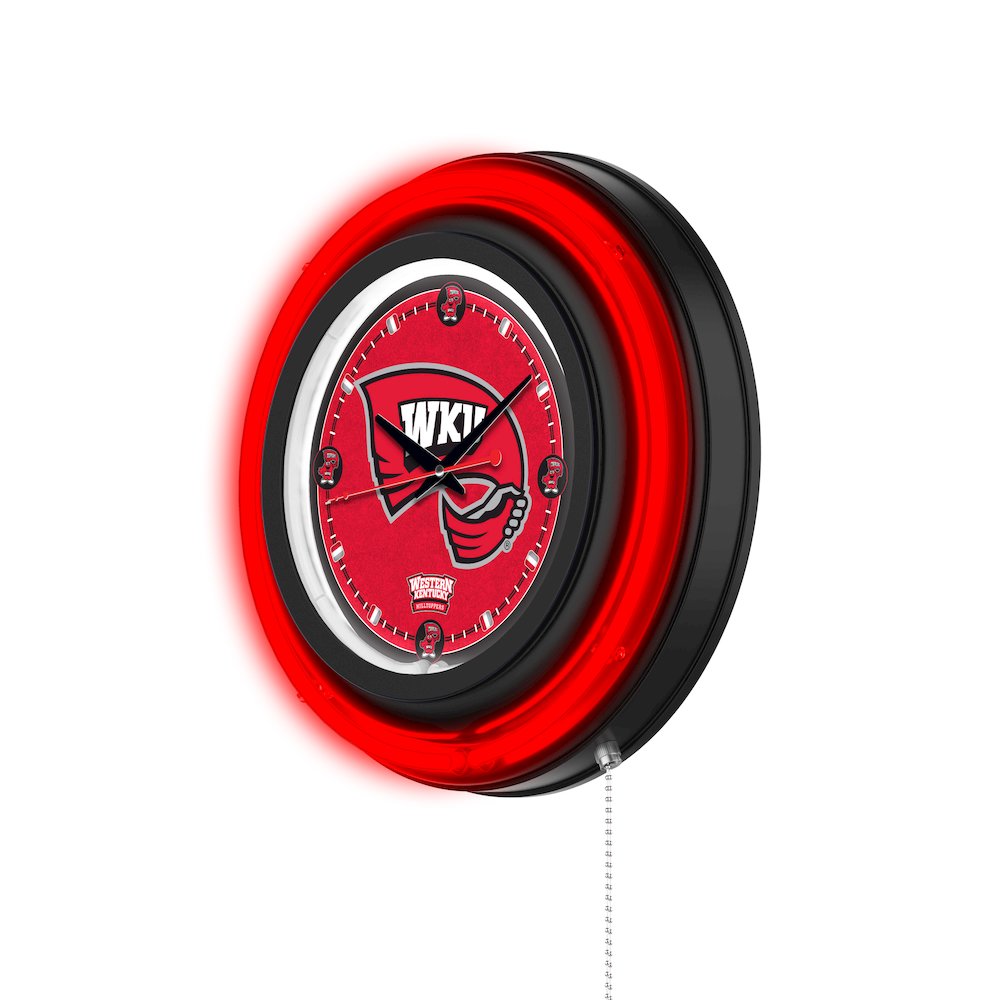 Western Kentucky University 15" Double Neon Wall Clock. Picture 2