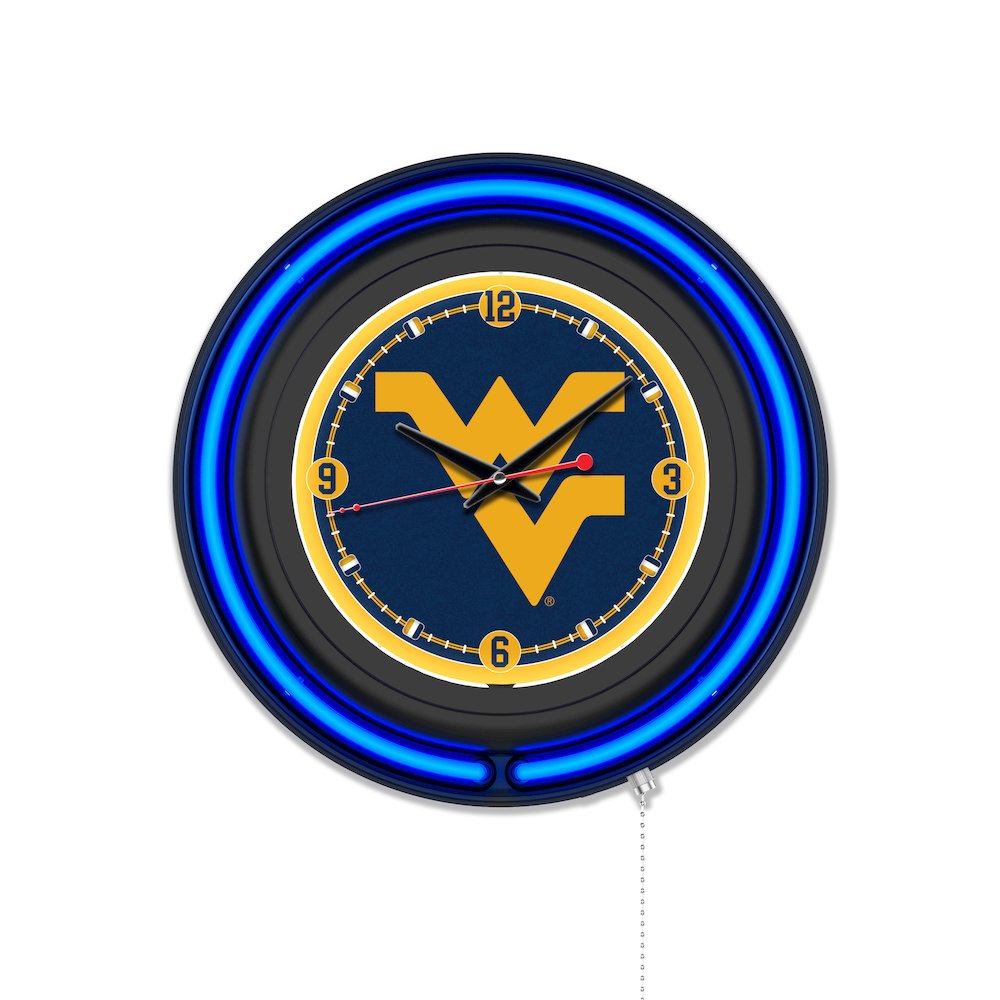 West Virginia University 15" Double Neon Wall Clock. Picture 1